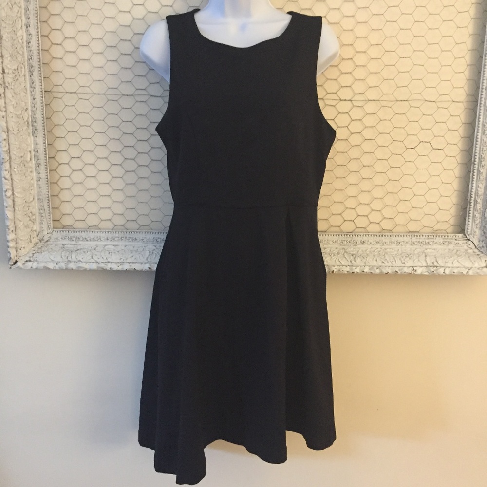 MONTEAU LA Asymmetrical Black Dress Size L Large
